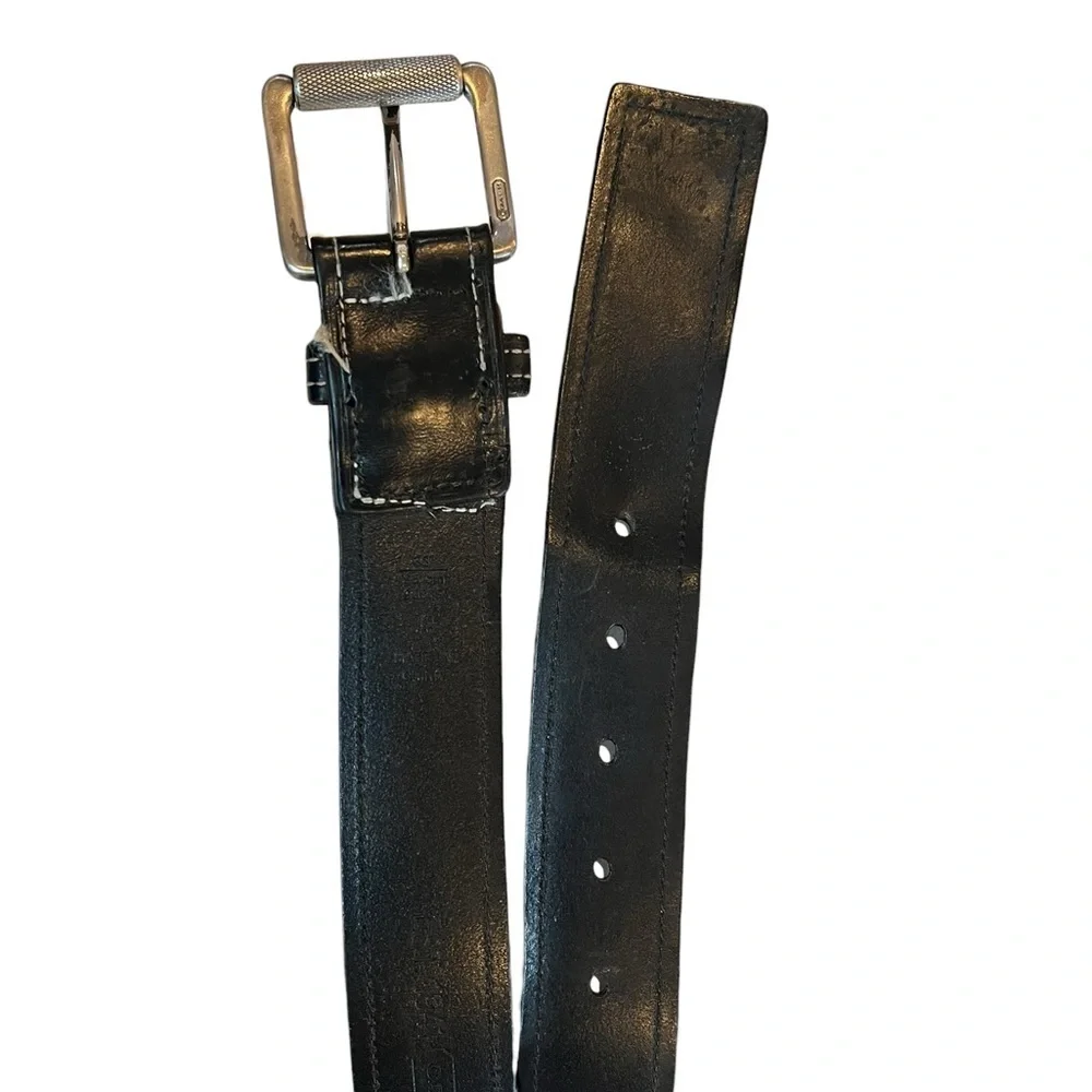 Vintage Coach Black Genuine Leather Unisex Classic Wide Belt
